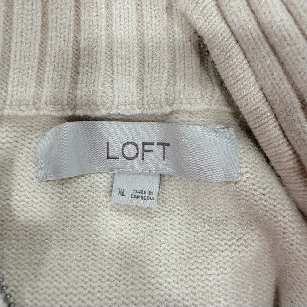 Loft Striped Quarter Zip Sweater in Cream, Pink, and Red - Picture 7 of 7